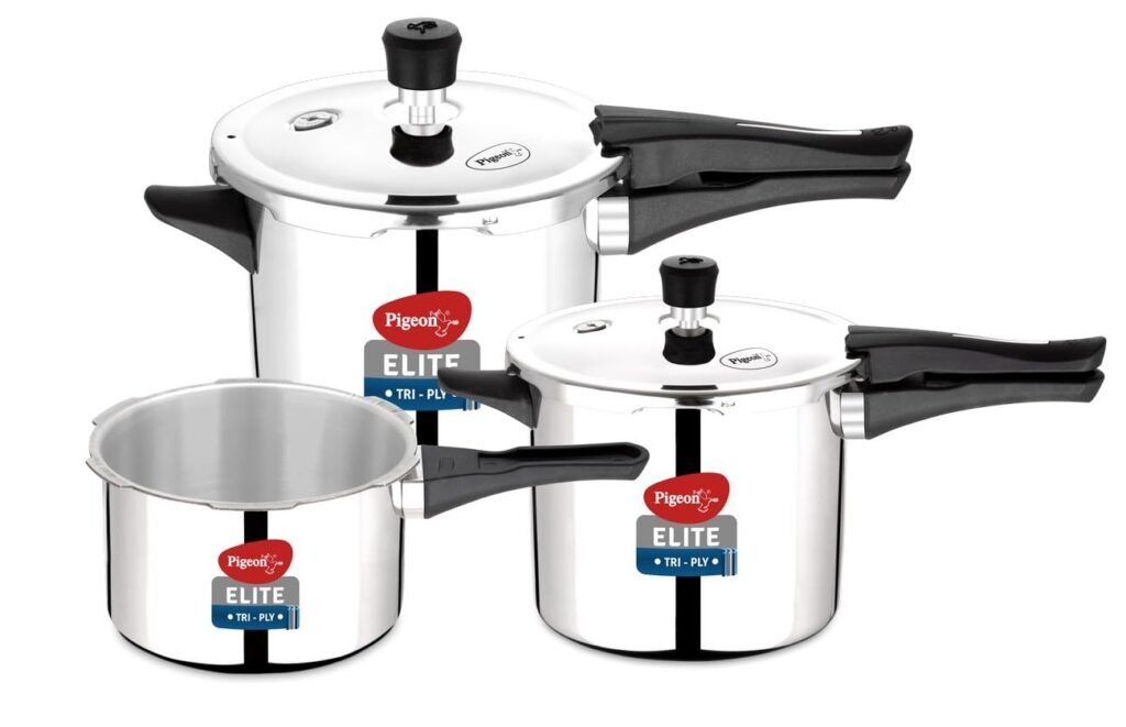 elite shine tri ply stainless steel 2 litre+ 3 litre+5 litre combo