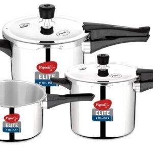 elite shine tri ply stainless steel 2 litre+ 3 litre+5 litre combo