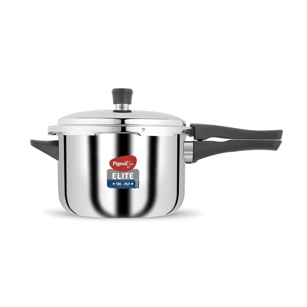 elite shine tri ply stainless steel pressure cooker 5 litre