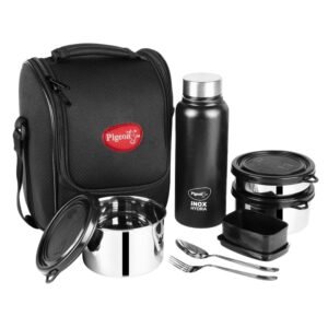 treat stainless steel lunch box set pack of 5 black
