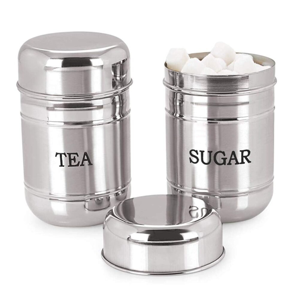 ss tea & sugar container set of 2 pcs
