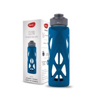 clear glass water bottle 750ml grey