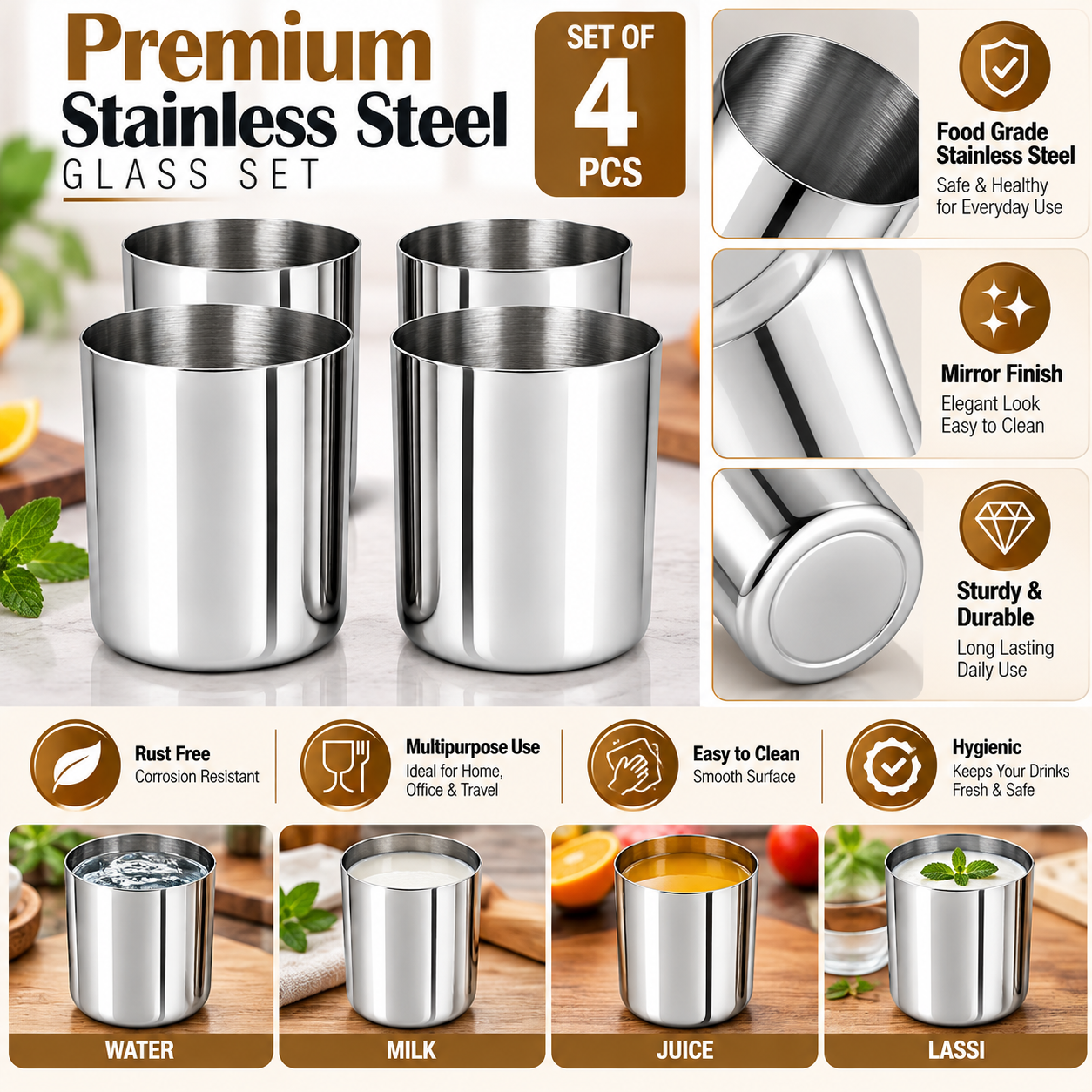 premium stainless steel glass set premium stainless steel glass set