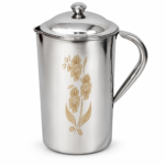 stainless steel pitcher with floral engraving